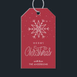 Simple Minimal Snowflake Red Gift Tags<br><div class="desc">For a Rustic and minimalist appearance that is ideal for your Christmas holiday gifts,  check out these classy and subtle Rustic holiday gift tags with trendy Black writing</div>