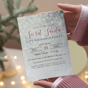 Simple Minimal Snowflakes Secret Santa Party Invitation
