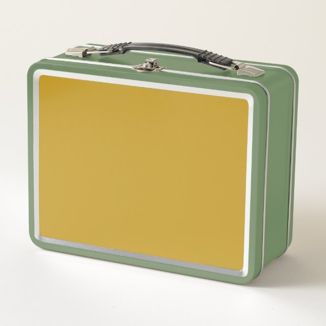 simple minimal solid colour custom mustard golden  metal lunch box (Front)