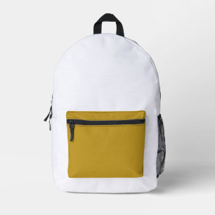 simple minimal solid colour custom mustard golden  printed backpack