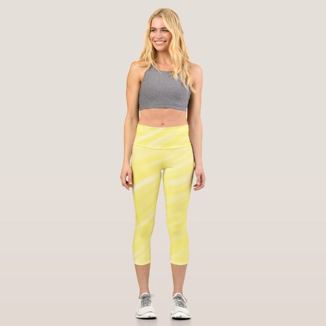 simple minimal solid colour custom yellow pastel a capri leggings (Front)