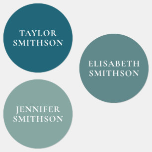 Simple Minimal Teal Blue Personalised Name Sticker