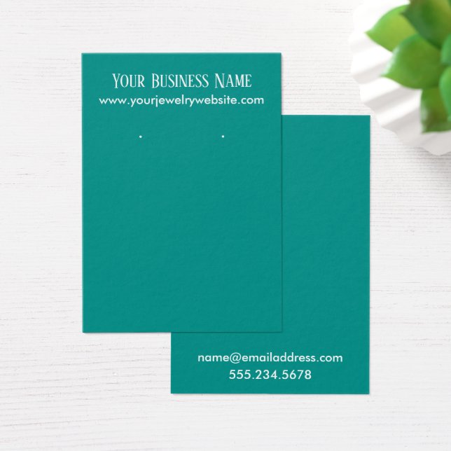 Simple, Minimal Teal Earring Holder Display Cards (Desk)