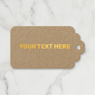 SIMPLE MINIMAL TEXT STYLE BROWN GOLD FOIL GIFT TAGS