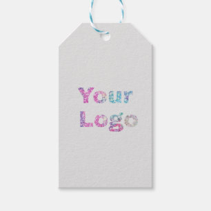 SIMPLE MINIMAL TEXT STYLE BUSINESS LOGO FOIL FAVOR GIFT TAGS