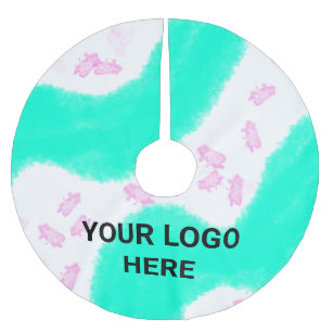 SIMPLE MINIMAL TEXT STYLE GIFT green watercolor T Brushed Polyester Tree Skirt