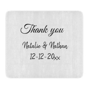 Simple minimal thank you couple name text date cus cutting board
