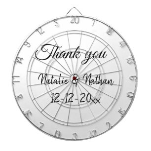 Simple minimal thank you couple name text date cus dartboard