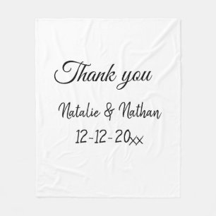 Simple minimal thank you couple name text date cus fleece blanket