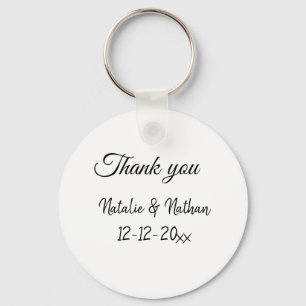 Simple minimal thank you couple name text date cus key ring