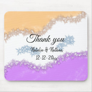 Simple minimal thank you couple name text date cus mouse pad