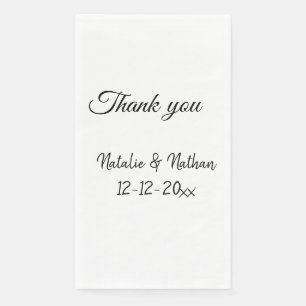 Simple minimal thank you couple name text date cus napkin