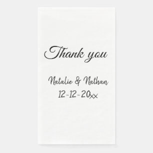 Simple minimal thank you couple name text date cus napkin