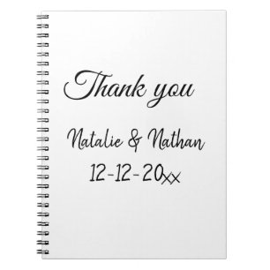 Simple minimal thank you couple name text date cus notebook