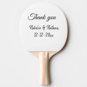 Simple minimal thank you couple name text date cus ping pong paddle