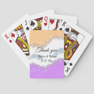 Simple minimal thank you couple name text date cus playing cards
