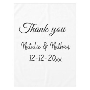 Simple minimal thank you couple name text date cus tablecloth
