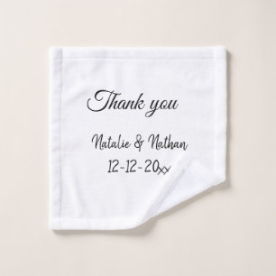 Simple minimal thank you couple name text date cus wash cloth