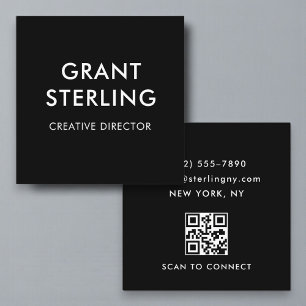 Simple Minimal Typography Black Square Business Card
