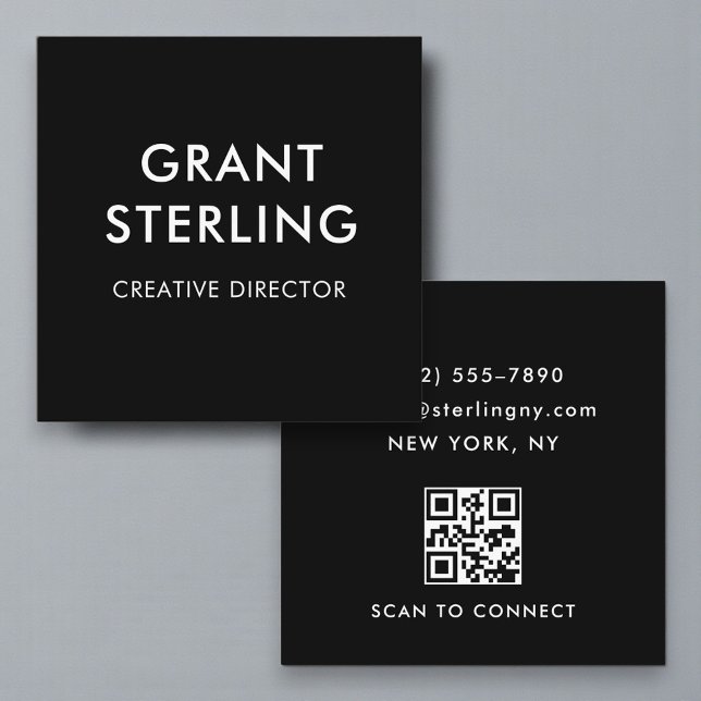 Simple Minimal Typography Black Square Business Card (Creator Uploaded)