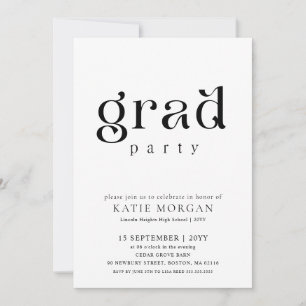 Simple Minimal Typography Graduation Party Invitation
