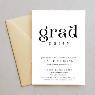 Simple Minimal Typography Graduation Party Invitation