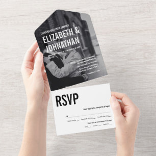 Simple & Minimal Typography Photo Wedding All In One Invitation
