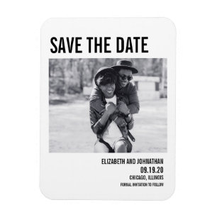 Simple & Minimal Typography Save The Date Card Magnet