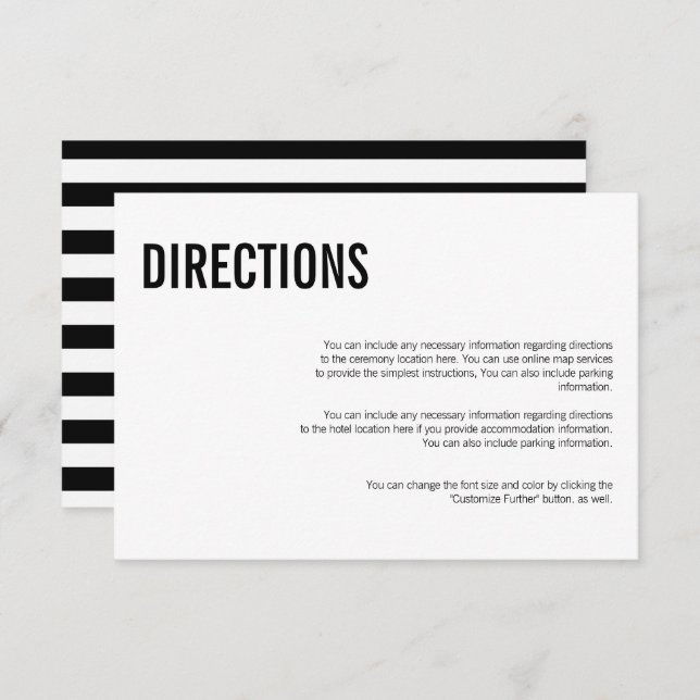 Simple & Minimal Typography Wedding Direction Card (Front/Back)