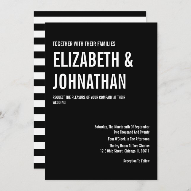 Simple & Minimal Typography Wedding Invite Card (Front/Back)