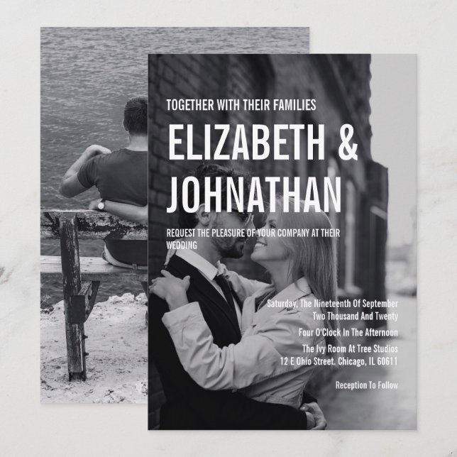 Simple & Minimal Typography Wedding Photo Invite (Front/Back)