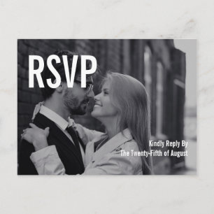 Simple & Minimal Typography Wedding RSVP Postcard