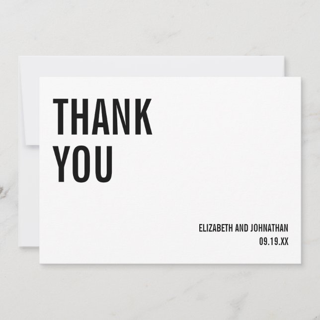 Simple & Minimal Typography Wedding Thank You Card (Front)