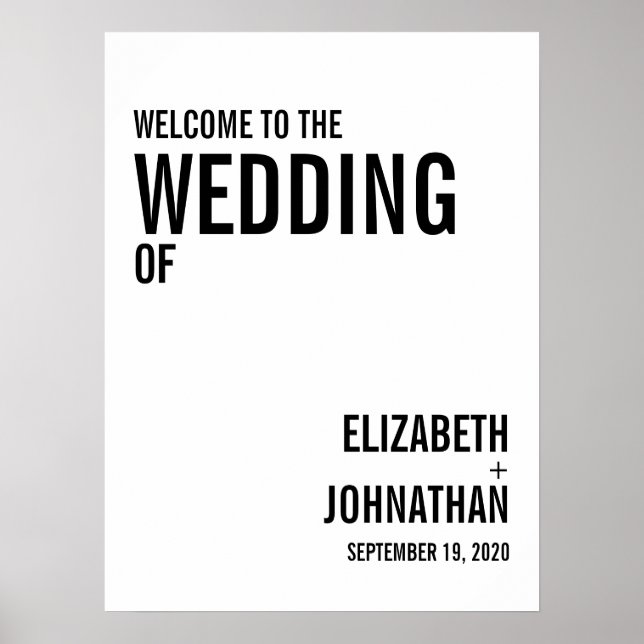 Simple & Minimal Typography Wedding Welcome Sign (Front)