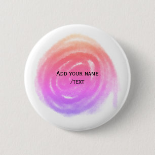 simple minimal watercolor colourful add name text  6 cm round badge