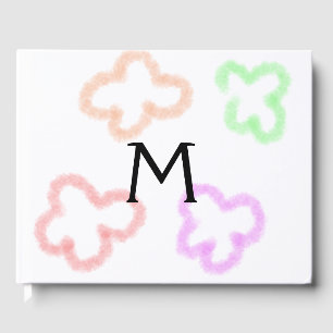 Simple minimal watercolor florals monogram add you guest book
