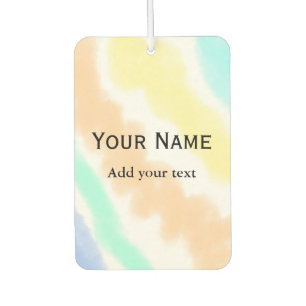 Simple minimal watercolor Pink yellow add name Car Air Freshener