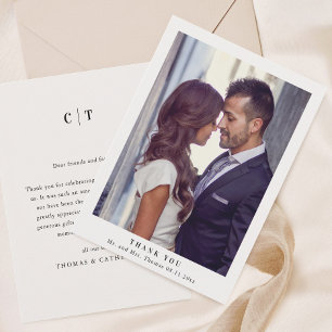 Simple Minimal Wedding Photo Thank You Card
