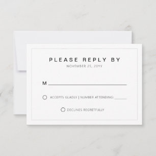 Simple Minimal Wedding Typography Thin Border RSVP Card