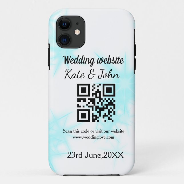 Simple minimal wedding website Q R code add name y Case-Mate iPhone Case (Back)