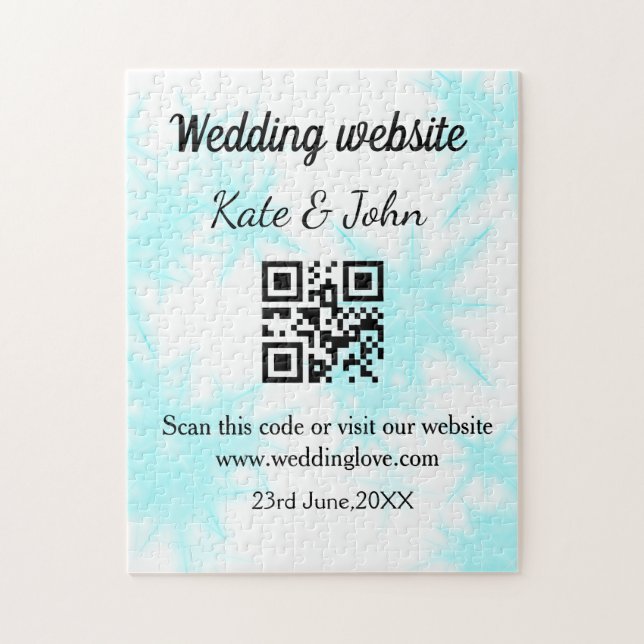 Simple minimal wedding website Q R code add name y Jigsaw Puzzle (Vertical)