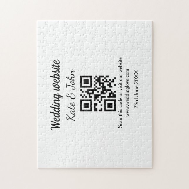 Simple minimal wedding website Q R code add name y Jigsaw Puzzle (Vertical)
