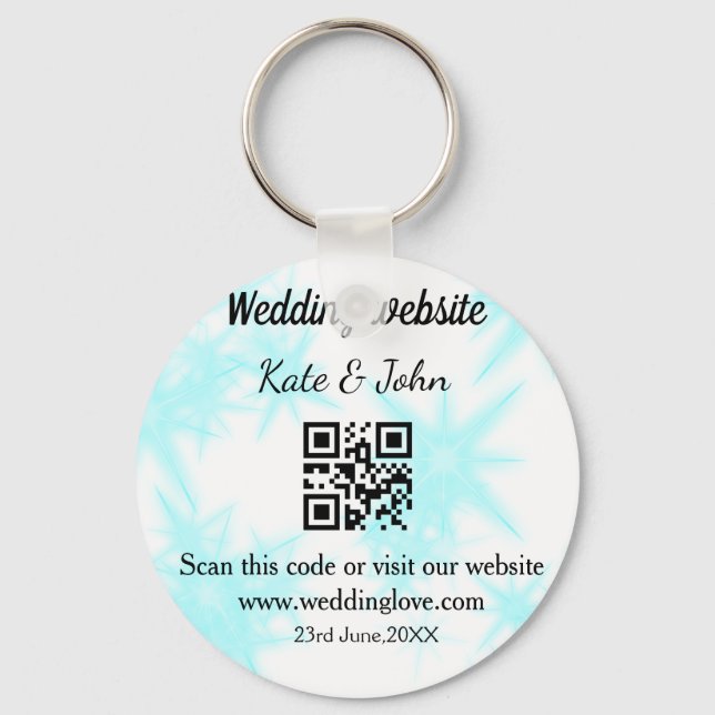 Simple minimal wedding website Q R code add name y Key Ring (Front)