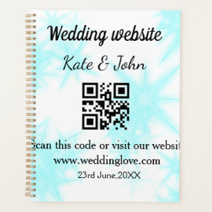 Simple minimal wedding website Q R code add name y Planner