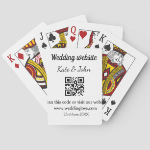 Simple minimal wedding website Q R code add name y Playing Cards