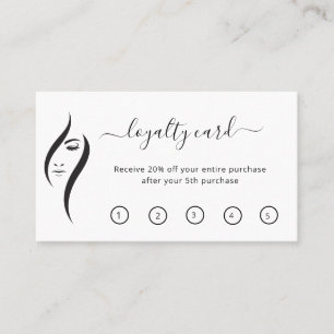 Simple Minimal White And Black Beauty Salon Loyalty Card