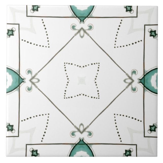 Simple,minimal,white and green,mosaic, tile (Front)