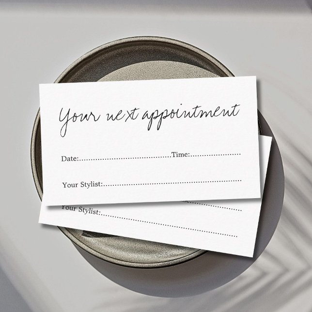 Simple Minimal White Beauty Salon Appointment Card (Creator Uploaded)