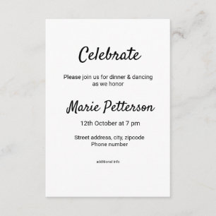 simple minimal white black classic edi bat mitzvah enclosure card