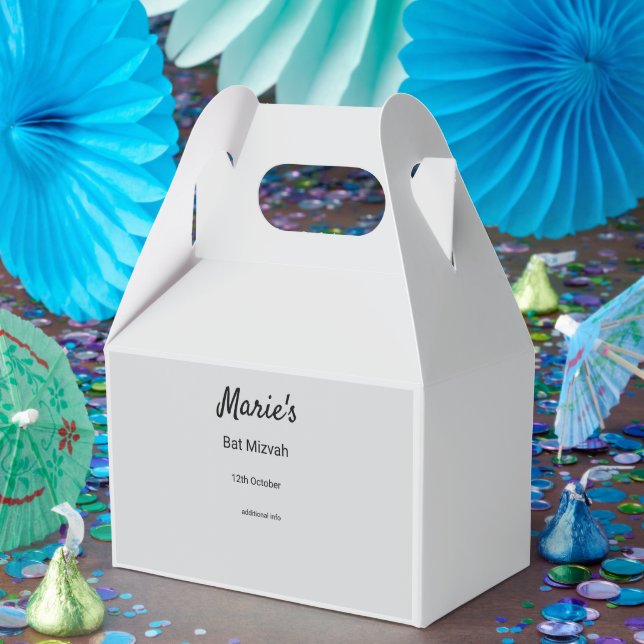 simple minimal white black classic edi bat mitzvah favour box (Party)